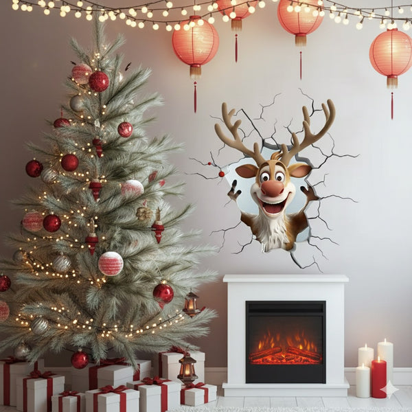 Santa & Reindeer Holiday Wall Decals